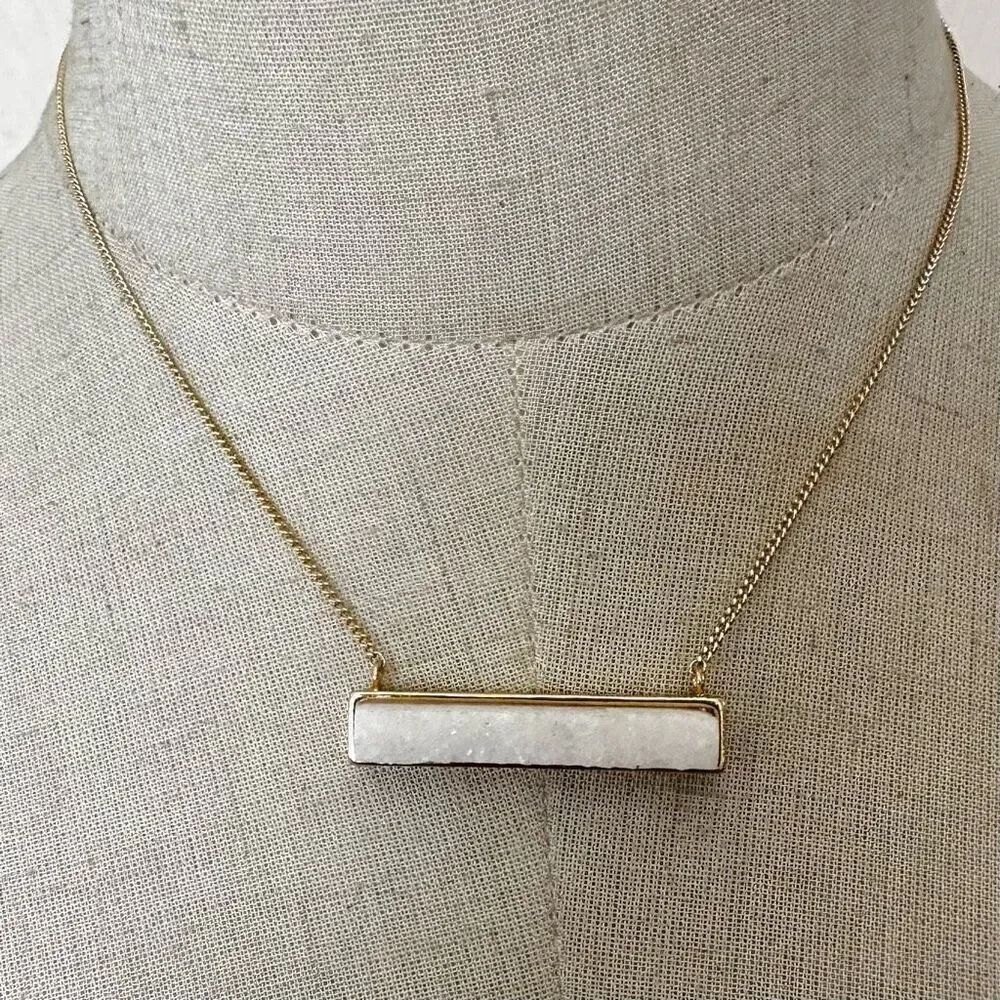 Luna Norte white druzy bar pendant necklace